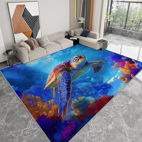 Blau Waschbarer Rutschfester Teppich 120 x 180 cm Teppiche, Unterwasserwelt Meeresschildkröten Korallenriffe Flauschig Extra Weich Teppich - Wohnzimmer Schlafzimmer Flur Eingangsbereich Büro & Küche Blau Waschbarer Rutschfester Teppich 120 x 180 cm Teppiche, Unterwasserwelt Meeresschildkröten Korallenriffe Flauschig Extra Weich Teppich - Wohnzimmer Schlafzimmer Flur Eingangsbereich Büro & Küche von Generisch