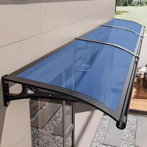 Blaue Markise für Tür, UV- und Regenschutz für Terrasse und Fenster, Aluminiumstütze, stilvolle Outdoor-Überdachung (100 Einheiten), verbessert Bordstein-Attraktivität und Schutz von Generisch