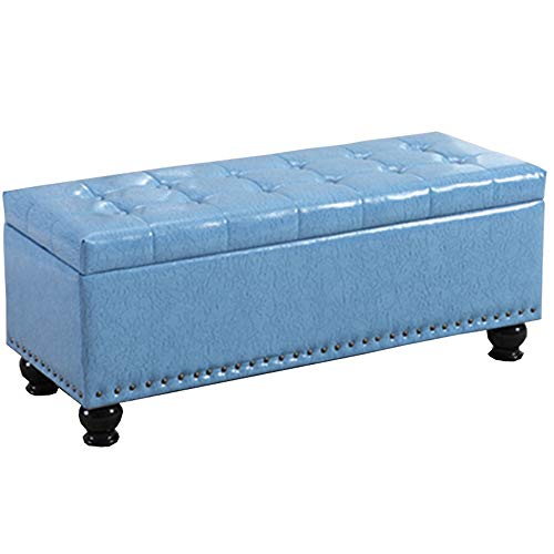 Blaue Ottoman-Bank mit PU-Kissen, rechteckiger Stauraum, Fußhocker, Nietendekoration, 150 kg Tragkraft, stilvolle Schuhwechselbank für Schlafzimmer, 60 x 40 x 42 cm Blaue Ottoman-Bank mit PU-Kissen, rechteckiger Stauraum, Fußhocker, Nietendekoration, 150 kg Tragkraft, stilvolle Schuhwechselbank für Schlafzimmer, 60 x 40 x 42 cm von Generisch