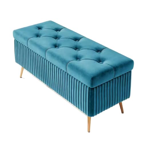 Blaue Ottomane Aufbewahrungsbank für Schlafzimmer & Wohnzimmer Samt Schuhwickelhocker mit Bezug Stilvolle Eingangsmöbel 100 x 40 x 45 cm Blaue Ottomane Aufbewahrungsbank für Schlafzimmer & Wohnzimmer Samt Schuhwickelhocker mit Bezug Stilvolle Eingangsmöbel 100 x 40 x 45 cm von Generisch