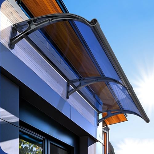 Blaue Türüberdachung - 2,5 mm Dicke Polycarbonat-Markise, schlagfeste Selbstreinigende Veranda-Abdeckung für Garage, Fenster, Haus, Balkon, Pavillon (99,1 x 340,4 cm) von Generisch