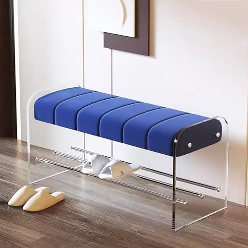 Blaue gepolsterte Schuhbank mit Samtkissen, 119,9 cm Eingangsbereich, Aufbewahrungssitz und Acryl-Schuhregal, stilvoller Eingangsbereich für Schuhe und Accessoires Blaue gepolsterte Schuhbank mit Samtkissen, 119,9 cm Eingangsbereich, Aufbewahrungssitz und Acryl-Schuhregal, stilvoller Eingangsbereich für Schuhe und Accessoires von Generisch