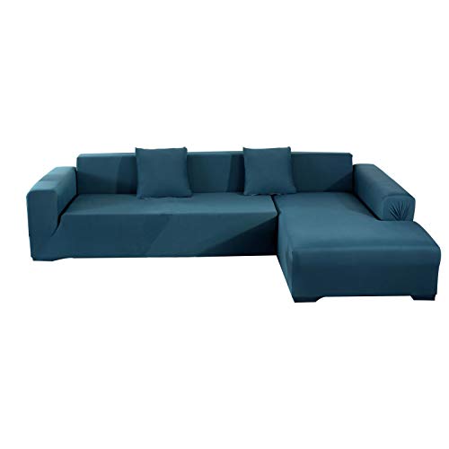Blauer L-förmiger Ecksofabezug mit bequemem Stretch-Stoff, XL-Chaiselongue-Schutz für moderne Wohnmöbel von Generisch