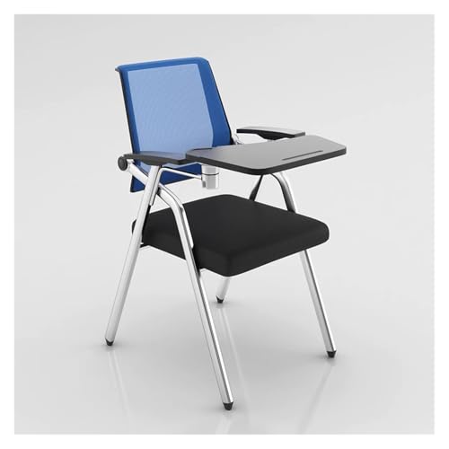 Blauer Netz-Gäste-Empfangsstuhl mit Tablet-Arm, faltbar, stapelbar, Konferenzraumstühle für Büro, Schule, Wartezimmer, bequemes Sitzen mit Schreibtafel von Generisch