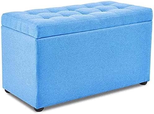 Blauer Ottomanhocker mit Stauraum, Holzfußstütze, Pouf für den Innen- und Außenbereich, tragbarer Fußhocker für Wohnzimmer oder Schlafzimmer, kleine Raumlösung von Generisch