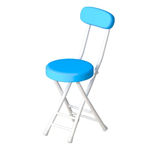 Blauer PU-gepolsterter Klapphocker mit Rückenlehne, tragbar, zusammenklappbar, rund, gepolstert, für Küche, Büro, Schminktisch, platzsparendes und komfortables Design Blauer PU-gepolsterter Klapphocker mit Rückenlehne, tragbar, zusammenklappbar, rund, gepolstert, für Küche, Büro, Schminktisch, platzsparendes und komfortables Design von Generisch