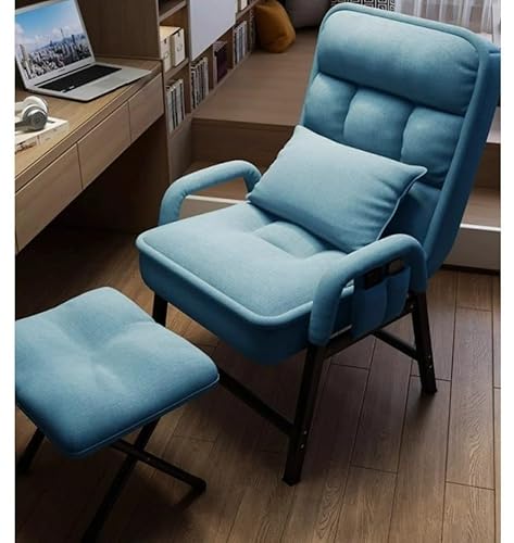 Blauer Wingback Relaxsessel mit Fußhocker - Verstellbarer Wohnzimmersessel für Entspannung & Fernsehen, bequemer Loungesessel für Ruhe & Freizeit von Generisch