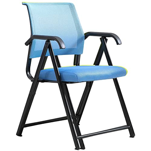 Blauer faltbarer Bürostuhl – Ergonomische Netzrückseite gepolsterte Armlehnen – kompaktes Design, platzsparend, ideal für Zuhause und Büro, leicht und tragbar von Generisch