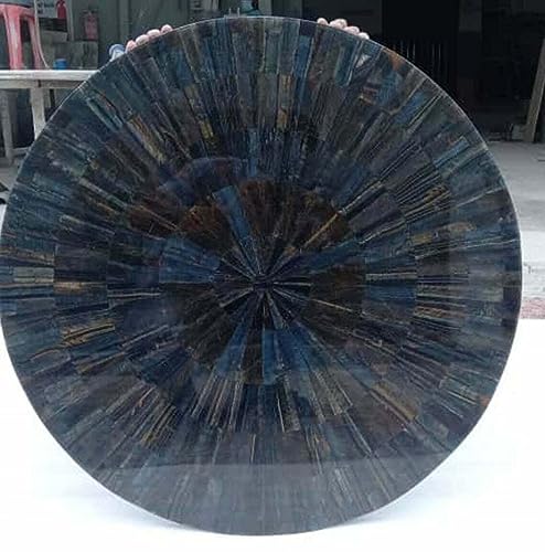 Blaues Tigerauge Couchtischplatte I Blaues Tigerauge Sofa Tischplatte I Tigerauge Wohnzimmertischplatte I Tigerauge Rasen Tischplatte I Epoxid-Tischplatte 76,2 x 76,2 cm von Generisch