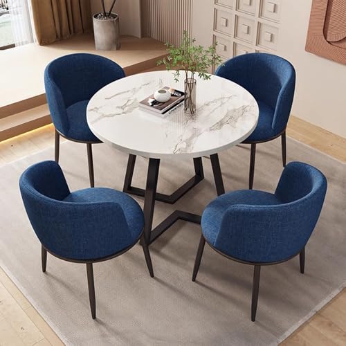 Blaues rundes Esstisch-Set kleiner Küchenkonferenztisch für Esszimmer Stilvolles kompaktes Design für platzsparende Räume perfekt für moderne Häuser und gemütliche Räume von Generisch
