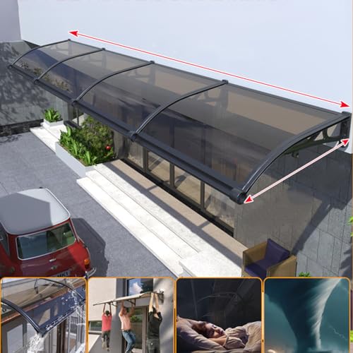 Blaugrüne Polycarbonat-Markise mit schwarzer Aluminiumstütze - großes Vordach für den Außenbereich, für Eingangstür, Fenster, Garten, Terrasse und Veranda (60 x 270 cm) von Generisch