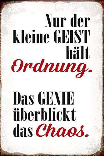 Blechschild 20x30cm Nur der kleine Geist hält Ordnung Das Genie überblickt das Chaos Spruch Tafel Blechschild 20x30cm Nur der kleine Geist hält Ordnung Das Genie überblickt das Chaos Spruch Tafel von Generisch