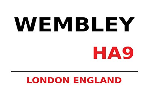 Blechschild 20x30cm Wembley HA9 London England Stadion Fußball Sehenswürdigkeit weisse Tafel von Generisch