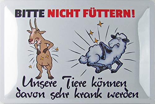 Blechschild 20x30cm gewölbt Bitte nicht füttern Ziege Deko Geschenk Schild von generisch