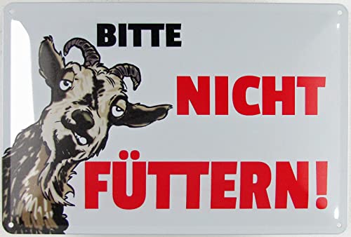 Blechschild 20x30cm gewölbt Bitte nicht füttern Ziege Deko Geschenk Schild von generisch