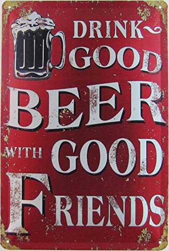 Blechschild 20x30cm gewölbt Drink Good Beer Bier With Good Friends Deko Geschenk Schild von generisch
