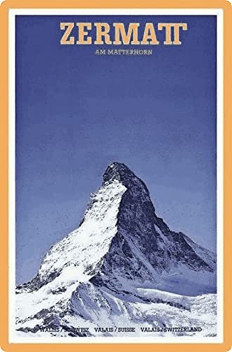 Blechschild 20x30cm gewölbt Urlaub Zermatt am Matterhorn Deko Geschenk Schild von Generisch