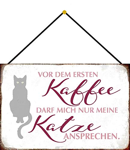 Blechschild 20x30cm gewölbt mit Kordel Kaffee Katze Humor Spruch Sprüche Deko Geschenk Schild Blechschild 20x30cm gewölbt mit Kordel Kaffee Katze Humor Spruch Sprüche Deko Geschenk Schild von Lulizzie