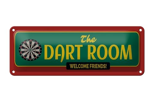 Blechschild 27x10cm gewölbt Deko The Dart Room Welcome Friends Sprüche Deko Geschenk Schild von generisch