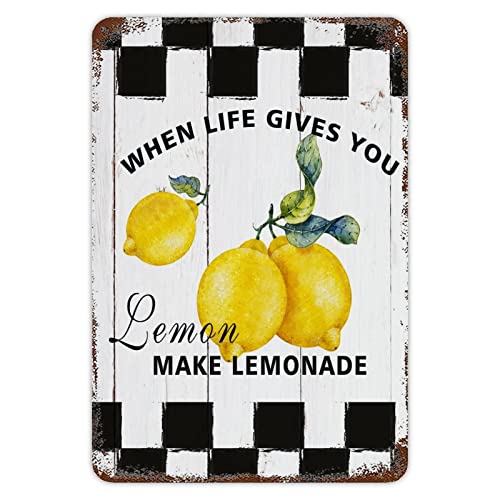 Blechschild "Make Lemonade" mit der Aufschrift "When Life Gives You Lemonade", Metallschild, abgestuftes Tablettschild, Wandschild, Obstmarkt, südlicher Stil, Schild, zum Aufhängen, Poster für Blechschild "Make Lemonade" mit der Aufschrift "When Life Gives You Lemonade", Metallschild, abgestuftes Tablettschild, Wandschild, Obstmarkt, südlicher Stil, Schild, zum Aufhängen, Poster für von Generisch