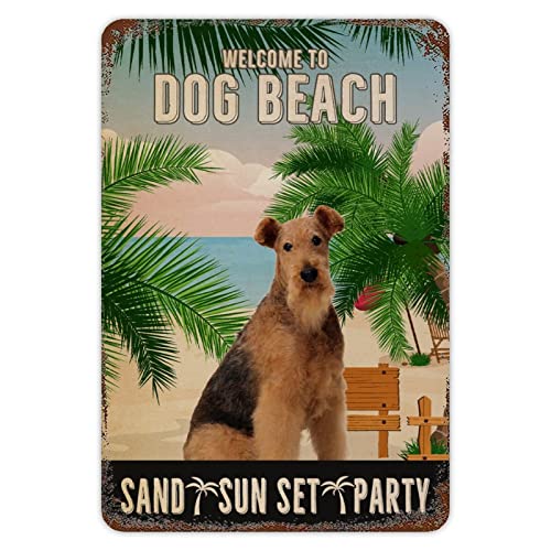Blechschild Welsh Terrier Metallschild Strand Kokospalme Einzigartiges Trinkschild Lustiges Zitat Spruch Metall Garage Schilder Dekor Wandkunst Schild Blechposter für Kamin Veranda 20,3 x 30,5 cm von Generisch