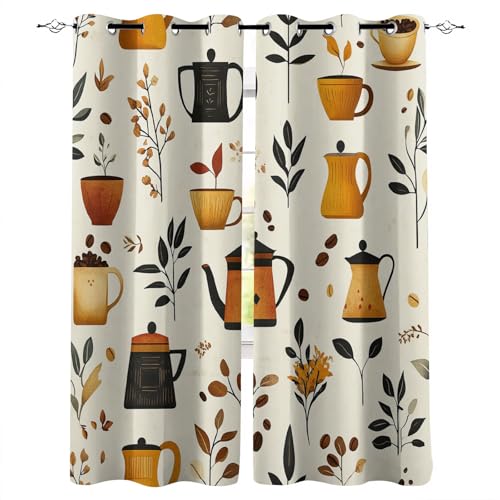 Blickdicht Gardinen B140xH100 cm 3D Mode Kaffee Teekanne Blätter Druck Schiebevorhänge Schlafzimmer Vorhang mit Ösen Thermogardinen Gardine Wohnzimmer Verdunkelung Vorhänge Curtain Fenster Deko Blickdicht Gardinen B140xH100 cm 3D Mode Kaffee Teekanne Blätter Druck Schiebevorhänge Schlafzimmer Vorhang mit Ösen Thermogardinen Gardine Wohnzimmer Verdunkelung Vorhänge Curtain Fenster Deko von Generisch