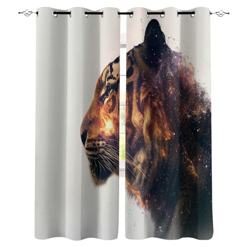 Blickdicht Gardinen B280xH175 cm 3D Tier Tiger Kopf Gesicht Druck Schiebevorhänge Schlafzimmer Vorhang mit Ösen Thermogardinen Gardine Wohnzimmer Verdunkelung Vorhänge Curtain Fenster Deko Blickdicht Gardinen B280xH175 cm 3D Tier Tiger Kopf Gesicht Druck Schiebevorhänge Schlafzimmer Vorhang mit Ösen Thermogardinen Gardine Wohnzimmer Verdunkelung Vorhänge Curtain Fenster Deko von Generisch