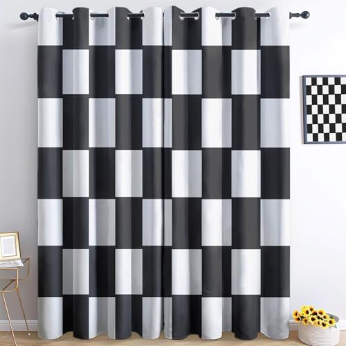 Blickdicht Vorhang Schwarz-weißes Schachbrett B110 x H215cm Verdunkelungsvorhänge für Schlafzimmer Wohnzimmer, Ösen Gardinen, Kälteschut Thermovorhang, Dekoschals 2er Set Blickdicht Vorhang Schwarz-weißes Schachbrett B110 x H215cm Verdunkelungsvorhänge für Schlafzimmer Wohnzimmer, Ösen Gardinen, Kälteschut Thermovorhang, Dekoschals 2er Set von Generisch