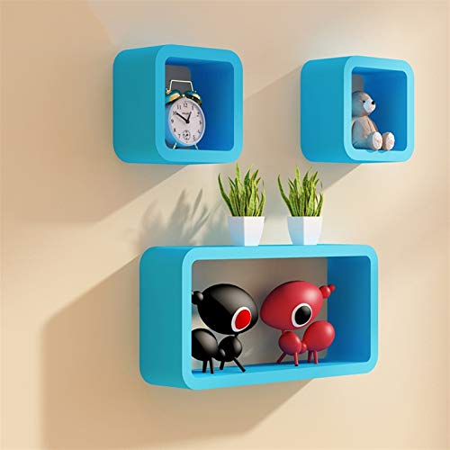 Blue Cube schwebende Wandregale, 3er-Set, Wandmontage, Aufbewahrungsregal für Bücherregal und Dekoration Blue Cube schwebende Wandregale, 3er-Set, Wandmontage, Aufbewahrungsregal für Bücherregal und Dekoration von Generisch