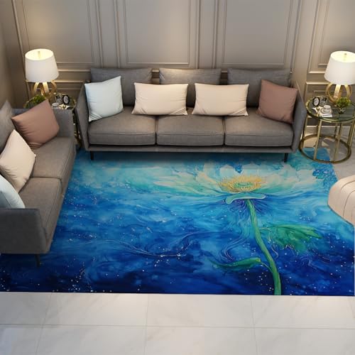 Blue Fantasy Flowers Teppich, weicher und pflegeleichter Wohnzimmerteppich, 60 x 120 cm, bequemer Läufer für Schlafzimmer und Freizeit, stilvolle Heimdekoration Blue Fantasy Flowers Teppich, weicher und pflegeleichter Wohnzimmerteppich, 60 x 120 cm, bequemer Läufer für Schlafzimmer und Freizeit, stilvolle Heimdekoration von Generisch