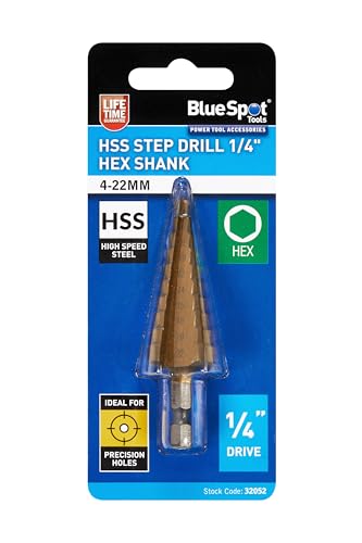 Blue Spot Tools 32052 HSS Stufenbohrer (6,35 mm Sechskantschaft) (4–22 mm) von Generisch