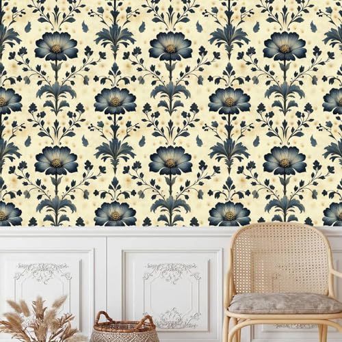 Blumen Pflanze Klebefolie Möbel 0.4x10 M Natur Blätter Selbstklebende Tapete Abziehen und Aufkleben Wallpaper Entfernbare DIY Wandverkleidung Dekoratives für Küche Arbeitsplatte Schränke Tische Wand von Generisch