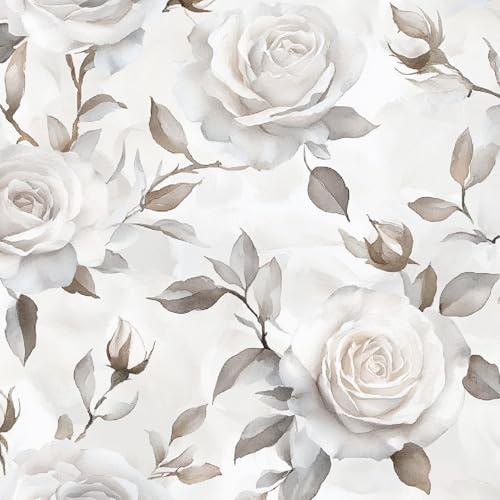Blumen Tapete Selbstklebende, Tapete 40CM×15M Weiße Rose Im Blütenstil Fototapete, Wasserdicht Möbelfolie Vinyl Klebefolie Möbel Vintage Wanddeko Wandtapete Wohnzimmer Schlafzimmer Blumen Tapete Selbstklebende, Tapete 40CM×15M Weiße Rose Im Blütenstil Fototapete, Wasserdicht Möbelfolie Vinyl Klebefolie Möbel Vintage Wanddeko Wandtapete Wohnzimmer Schlafzimmer von Generisch