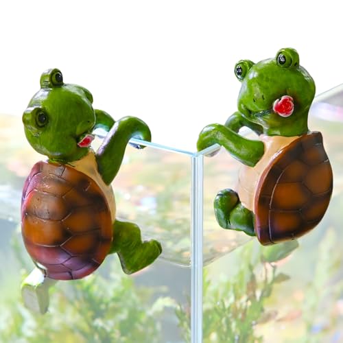Blumentopf Deko,2 Stück Kletternde Schildkröten Figuren Vasenhalter - Tierfigur Für Garten Rasen Balkon Terrasse Haus Wohnung von Generisch
