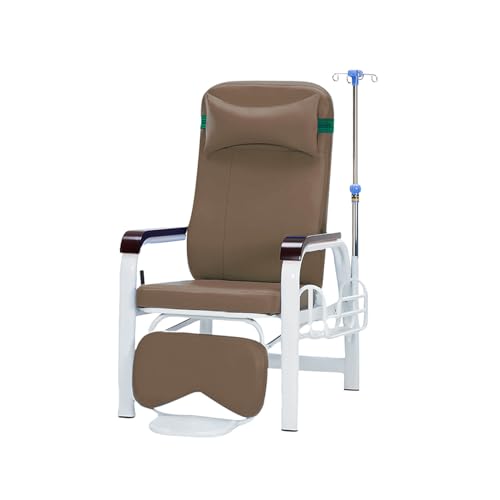 Blutentnahmestuhl Phlebotomiestuhl mit Armlehne，Einzel-infusionsstuhl Empfangsstuhl Wartezimmerstuhl Mit Weich Gepolsterter Sitzfläche Laborstuhl (Brown, Wooden Reclining Model with footrest) von Generisch
