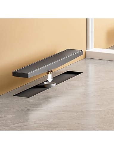 Bodenablauf aus Edelstahlstreifen, geneigter linearer Duschablauf, Badezimmer-Geruchsverschluss, verdeckter Duschablauf, for den Balkon eines Familienhotels(Gray,110x8x6cm) von Generisch
