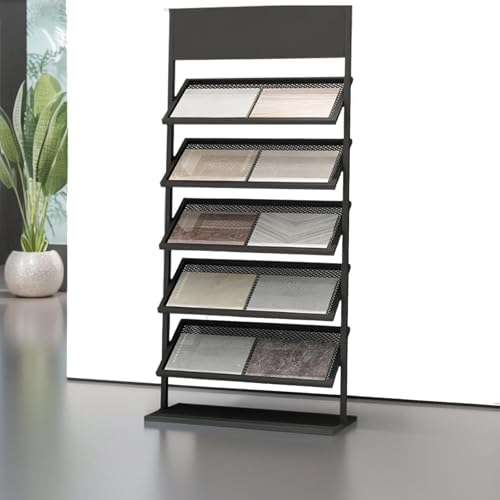 Bodenstehendes Fliesen-Regal aus Metall mit Rädern für Einzelhandel und Holzboden-Shows Bodenstehendes Fliesen-Regal aus Metall mit Rädern für Einzelhandel und Holzboden-Shows von Generisch