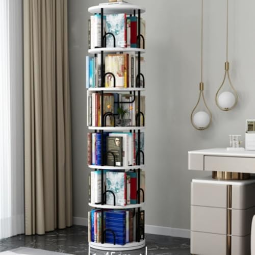 Bodenstehendes drehbares Bücherregal, 6-stöckig, Eckbibliotheksnizer, platzsparendes Holz-Bücherregal für kleine Räume, stilvolles schwarz-weißes Design für Zuhause und Büro Bodenstehendes drehbares Bücherregal, 6-stöckig, Eckbibliotheksnizer, platzsparendes Holz-Bücherregal für kleine Räume, stilvolles schwarz-weißes Design für Zuhause und Büro von Generisch