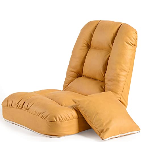 Bodenstuhl, Chaiselongue-Sofa mit Rückenlehne, klappbarer Couch-Liegestuhl mit 5 verstellbaren Positionen für Büro, Wohnzimmer, Balkon, abnehmbar, waschbar (Farbe: Gelb, Größe: 56 x 59 x 58 von Generisch