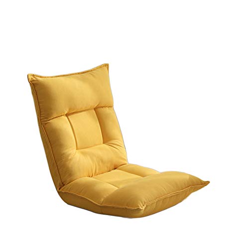 Bodenstuhl, Gaming-Stuhl, gepolsterter Mehrwinkel-Liegestuhl, abnehmbare Couch-Liege, Meditationssitze, waschbarer Bezug, tragbar für Gaming, Lesen, Meditieren (Farbe: Gelb) von Generisch