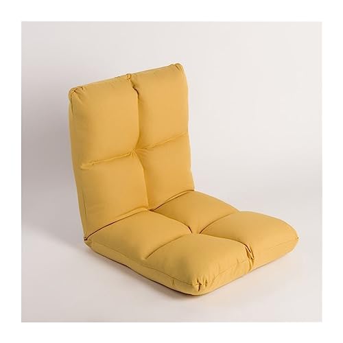 Bodenstuhl, Klappstuhl mit Rückenlehne, Gaming-Stuhl, 5-Gang-Verstellung, zum Lesen im Schlafzimmer, 4 Farben (Farbe: Gelb, Größe: 110 x 52 cm) von Generisch