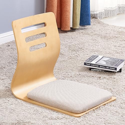 Bodenstuhl, Tatami-Stuhl für Wohnzimmer und Erkerfenster, Rückenlehne aus Holz, japanisches Design, faule Sofa, Sitzgelegenheit für Meditation und Lesen, kompakte Größe von Generisch