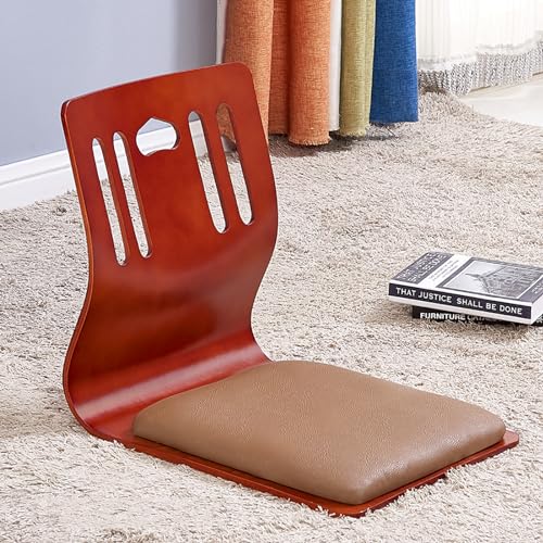 Bodenstuhl, Tatami-Stuhl für Wohnzimmer und Erkerfenster, Rückenlehne aus Holz, japanisches Design, faule Sofa, Sitzgelegenheit für Meditation und Lesen, kompakte Größe von Generisch