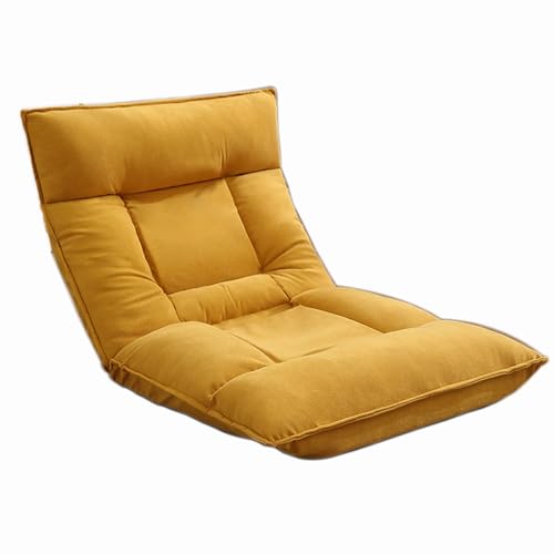 Bodenstuhl, klappbarer Sofastuhl mit 5 verstellbaren Positionen, Couch-Liegestuhl mit Rückenstütze, Boden-Gaming-Stuhl für Erwachsene (Farbe: Gelb, Größe: 23,62 x 22,44 x 22,83 Zoll) von Generisch