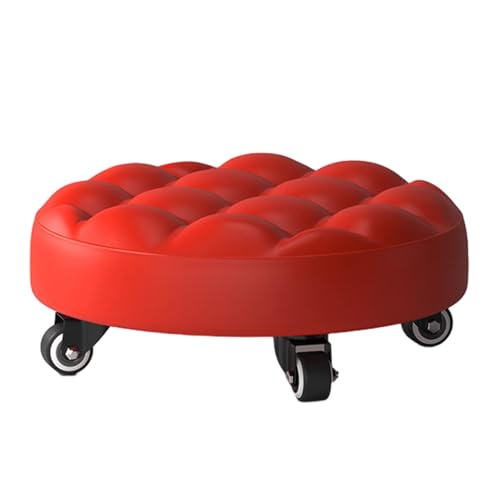 Bodenstuhl für Erwachsene, PU-Leder-Oberflächen, kompakter Rollhocker, stabiles flaches Design, Mehrzweck-4-Rad-Basis für Innenreinigung, Garagenwartung, Zugang zu Outdoor-Ausrüstung von Generisch