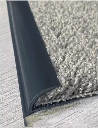 Bodenübergangsstreifen, extra langer Teppichkantenstreifen, selbstklebend, flexibler PVC-Teppichkantenstreifen, for Teppichdicken zwischen 7 mm und 12 mm(Black,500cm/195in) von Generisch