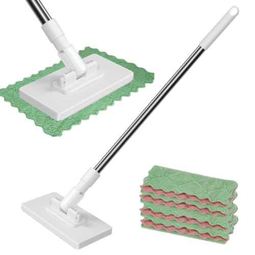 Bodenwischer mit 4 Stück Mop Pads, Händefreies Waschen Wischmopp 360 Grad Beweglicher Drehkopf, Mop Set Automatische Demontage mit Nur Einem Tastendruck für Haushalt Büro Und Restaurant (Bodenwischer) Bodenwischer mit 4 Stück Mop Pads, Händefreies Waschen Wischmopp 360 Grad Beweglicher Drehkopf, Mop Set Automatische Demontage mit Nur Einem Tastendruck für Haushalt Büro Und Restaurant (Bodenwischer) von Generisch