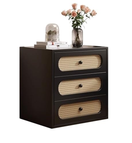Bohemian Nachttisch mit Schubladen, Massivholz Rattan Handwerk Couchtisch, Metall Leise Gleitschiene Kommode Kommode für Schlafzimmer Wohnzimmer Bohemian Nachttisch mit Schubladen, Massivholz Rattan Handwerk Couchtisch, Metall Leise Gleitschiene Kommode Kommode für Schlafzimmer Wohnzimmer von Generisch