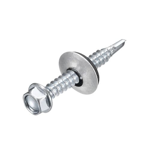 Bohrschrauben mit Gummischeibe, verzinkt, Sechskantkopf, selbstschneidendes Metall(6.3x125mm DxL) von Generisch