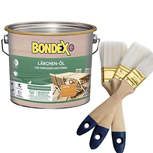 Bondex Lärchen Öl für den Außenbereich (inkl. Nordje Pinsel-Set 3-teilig) (2,5L) von Generisch